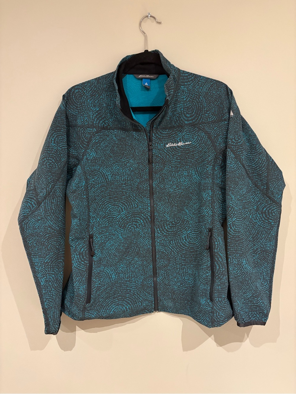 Eddie Bauer Teal Patterned Jacket with Zip Pockets